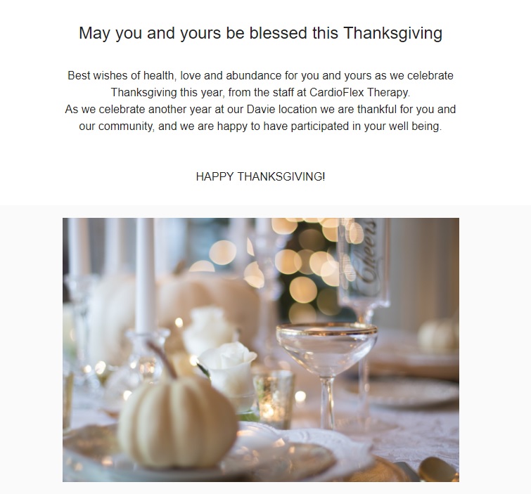 Happy Thanksgiving 2018 from CardioFlex Therapy